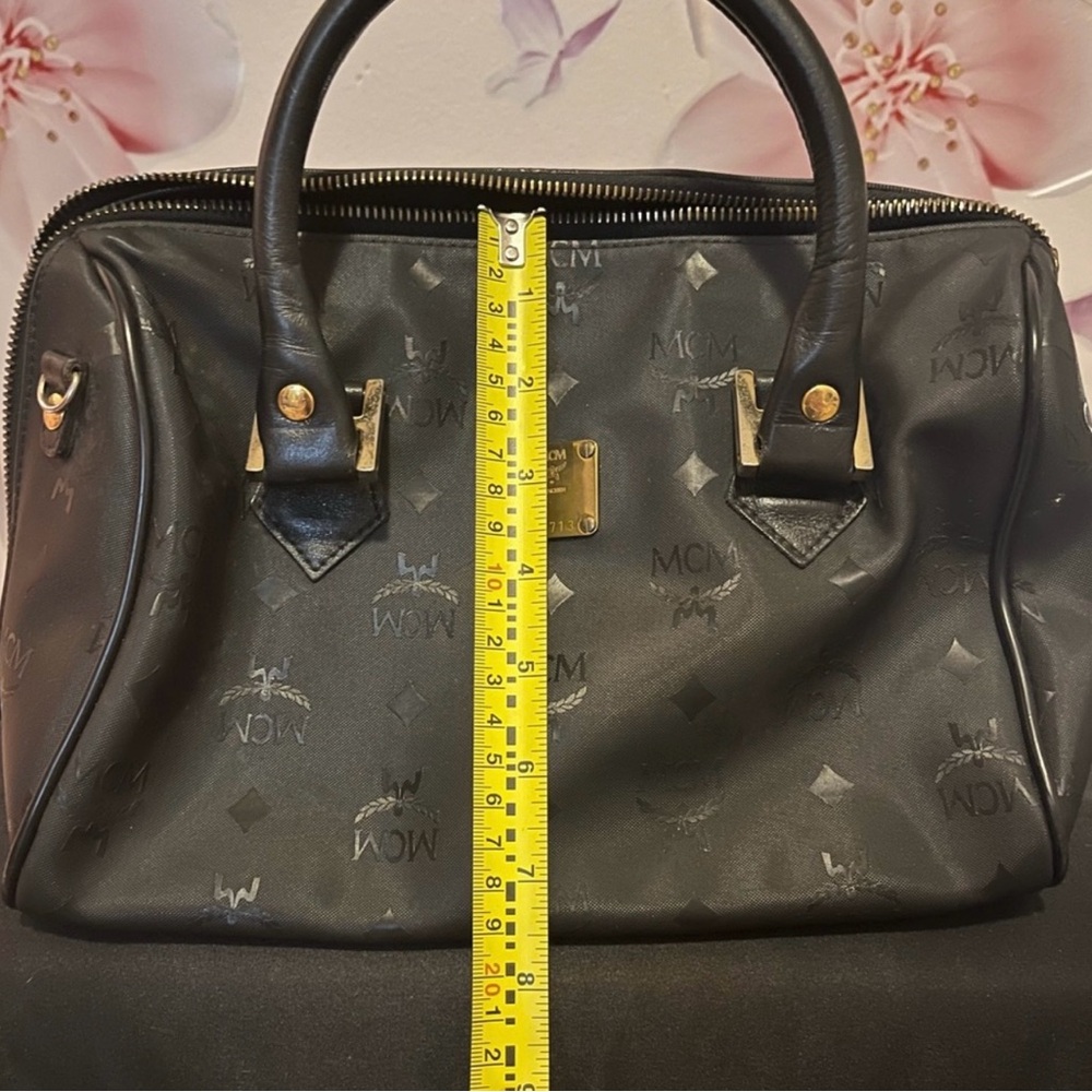 MCM Black Satchel with Structured Design and Monogram - Picture 15 of 15